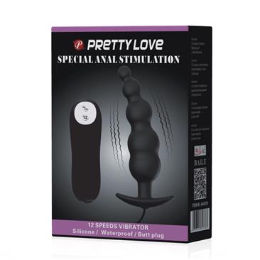 PRETTYLOVE ANAL BUBBLE PLUG VIBRATOR WITH REMOTE BLACK – ΠΡΩΚΤΙΚΗ ΣΦΗΝΑ 12 ΔΟΝΗΣΕΩΝ 12εκ